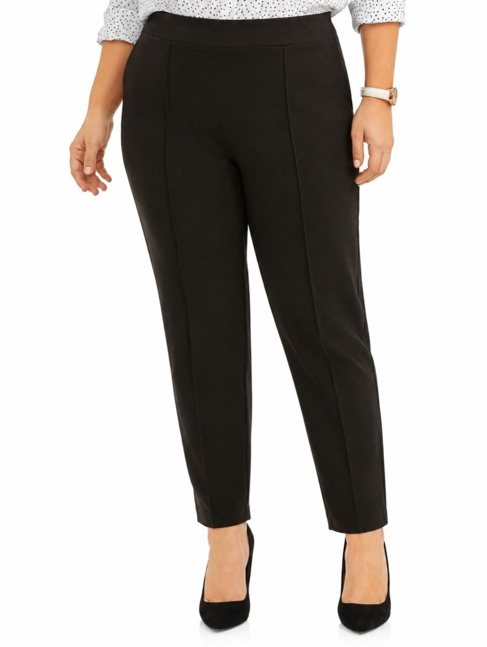 JMS Just My Size Black Pintuck Seam Pull On Dress Pants Women's 2XP